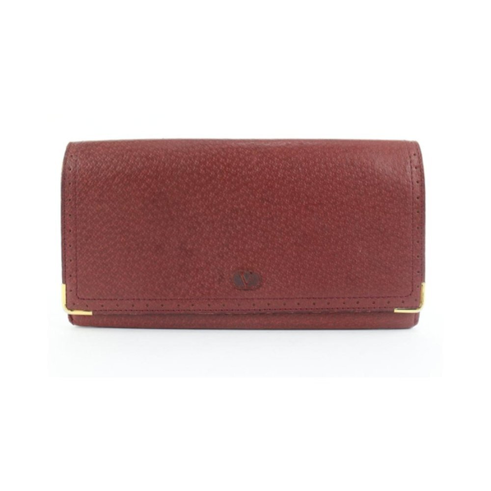 Valentino Garavani Burgundy Leather Long Bifold